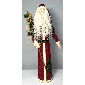 Vintage Style Santa Claus Figurine With Tree & Star Decor